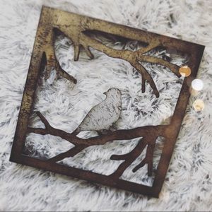 Rustic Bird Metal Picture Wall Decor 11x11
